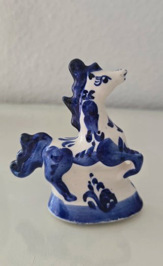 Figura Caballo Gzhel Porcelana Azul Blanco