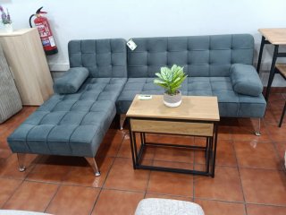 Sofá Cama Chaise Longue Gris 198cm