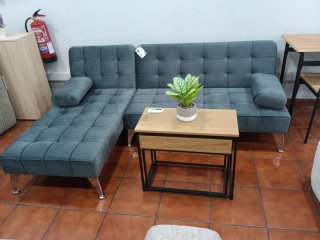 Sofá Cama Chaise Longue Gris 198cm