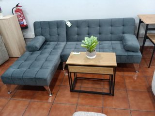 Sofá Cama Chaise Longue Gris 198cm