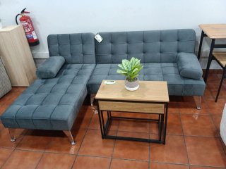 Sofá Cama Chaise Longue Gris 198cm