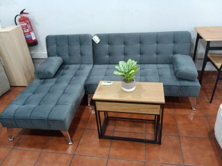 Sofá Cama Chaise Longue Gris 198cm