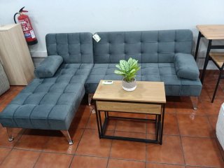 Sofá Cama Chaise Longue Gris 198cm