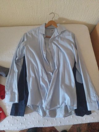Camisa de vestir azul hombre