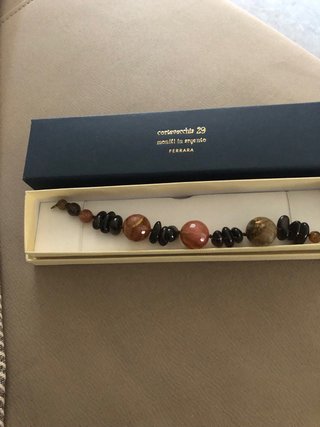 Braccialetto pietre dure nere e arancio