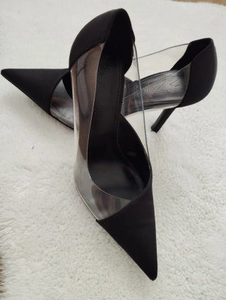 Zapatos Mango Tacón Transparente Negro
