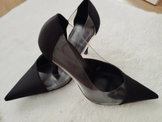 Zapatos Mango Tacón Transparente Negro