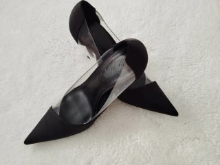Zapatos Mango Tacón Transparente Negro