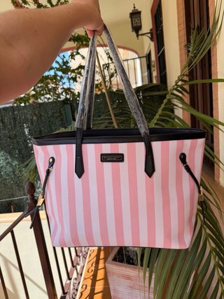 Bolso Victoria's Secret Rayas Rosas y Blancas
