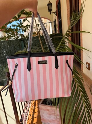 Bolso Victoria's Secret Rayas Rosas y Blancas