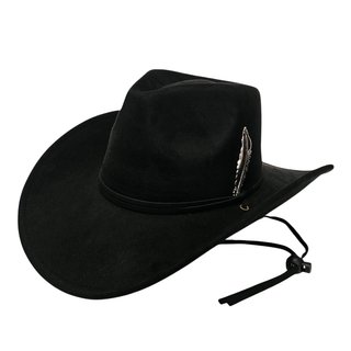 Sombrero Cowboy Negro Talla Única Ajustable Pluma