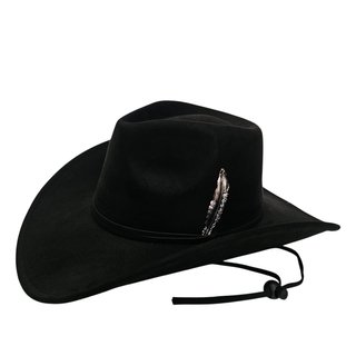 Sombrero Cowboy Negro Talla Única Ajustable Pluma