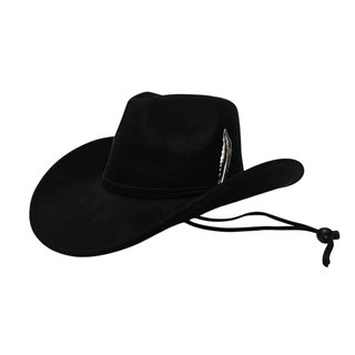 Sombrero Cowboy Negro Talla Única Ajustable Pluma