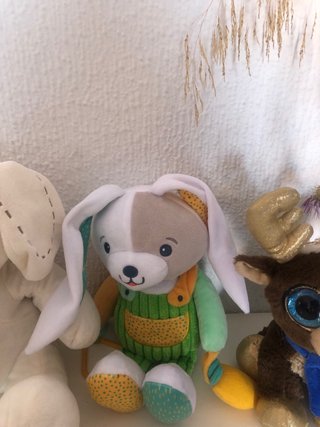 Lote 3 peluches: perro, conejo y reno