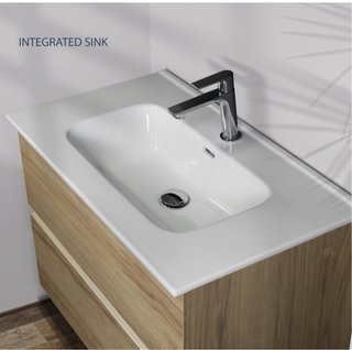 Mueble madera de Baño 80cm + Lavabo + Espejo LED