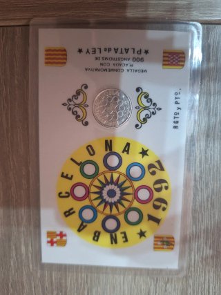 Moneda plastificada J.O. Barcelona 1992