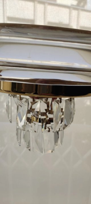 2 Lámparas de cristal y metal doradas (2 unidades)