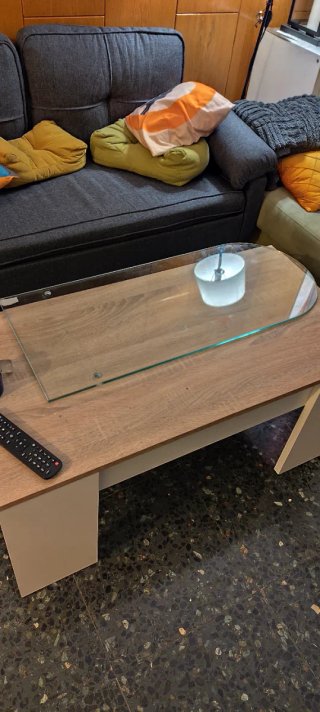 Mesa de centro barra cristal extensible