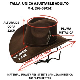 Sombrero Cowboy Marrón Pluma Talla Única Adulto