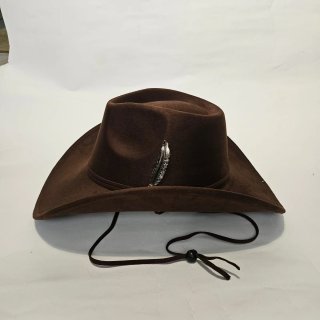Sombrero Cowboy Marrón Pluma Talla Única Adulto