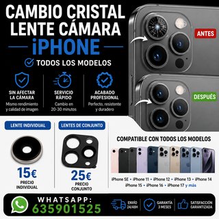 Cambio cristal lente cámara iPhone