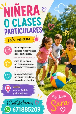 Niñera y profesora en Alfaro, Tudela y alrededores