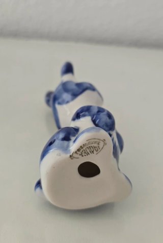 Figura Conejo Porcelana Gzhel Azul Blanco
