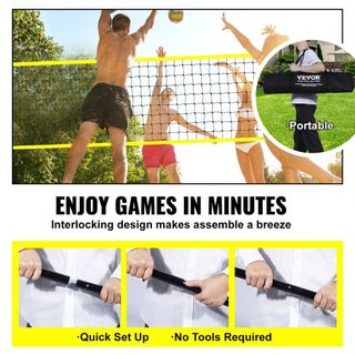 Sistema de Red de Voleibol Portátil para Exterior, Postes de Acero de Altura Ajustable, Juego de Voleibol Profesional con Voleibol de PVC, Bomba, Bolsa de Transporte, Red de Voleibol de Alta Resis...