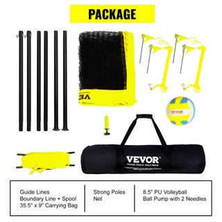 Sistema de Red de Voleibol Portátil para Exterior, Postes de Acero de Altura Ajustable, Juego de Voleibol Profesional con Voleibol de PVC, Bomba, Bolsa de Transporte, Red de Voleibol de Alta Resis...
