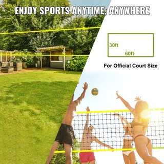 Sistema de Red de Voleibol Portátil para Exterior, Postes de Acero de Altura Ajustable, Juego de Voleibol Profesional con Voleibol de PVC, Bomba, Bolsa de Transporte, Red de Voleibol de Alta Resis...