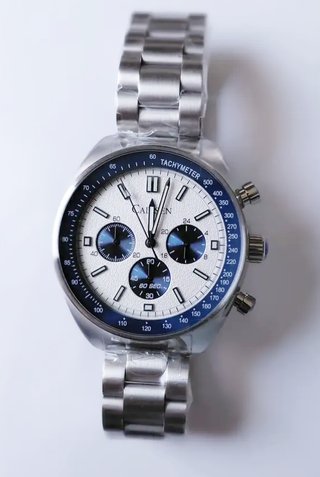 Reloj cronógrafo acero · esfera blanca · nuevo