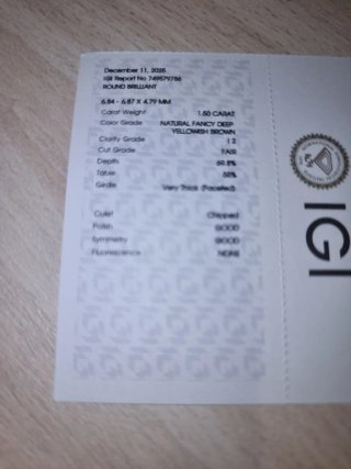 Diamante Natural IGI 1.50 Ct Marrón