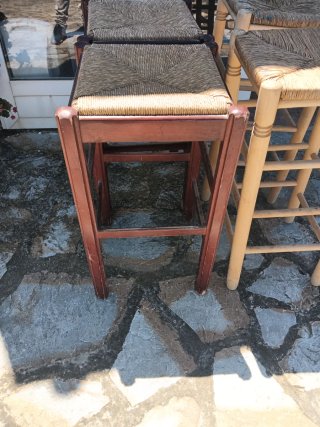 4 Taburetes Altos Madera y Esparto