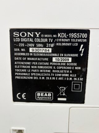 Televisor Sony Bravia 19” con Mando