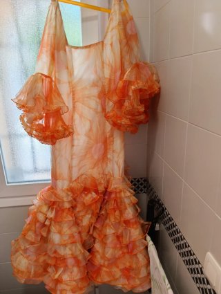 Vestido Flamenca Naranja Estampado