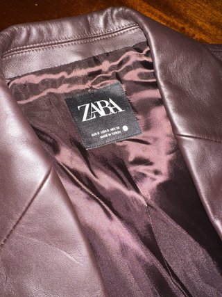 Chaqueta Zara Cuero Marrón Talla S