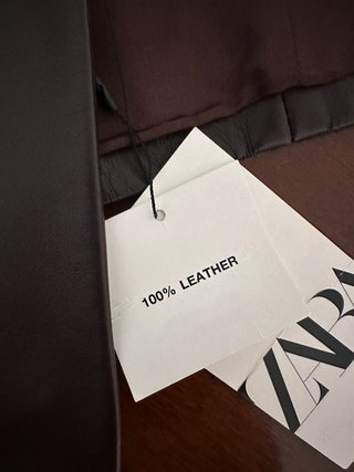Chaqueta Zara Cuero Marrón Talla S