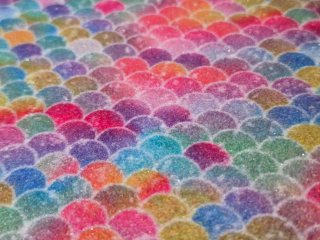 Lona de colores con purpurina.