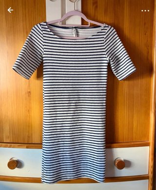 Vestido rayas azules y blancas de manga media