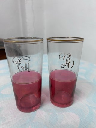Vasos vintage con borde dorado