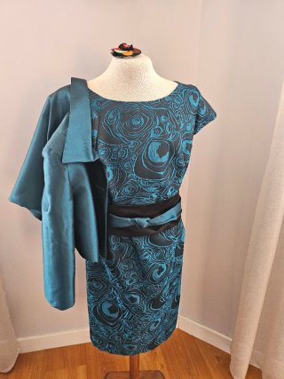 Traje fiesta mujer verde y negro T.52