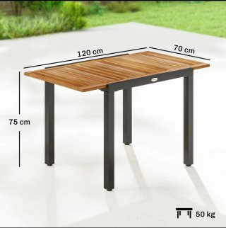 Tavolo da giardino allungabile in legno e metallo