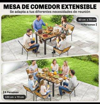 Tavolo da giardino allungabile in legno e metallo