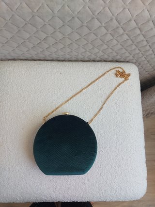 Bolso de mano Sfera verde con cadena dorada