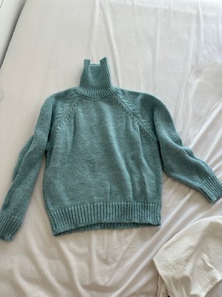 Jersey punto cuello alto verde azulado