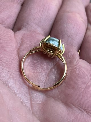 Anello Agata Muschio Pietra Naturale Regolabile