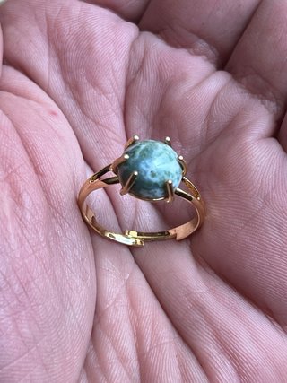 Anello Agata Muschio Pietra Naturale Regolabile