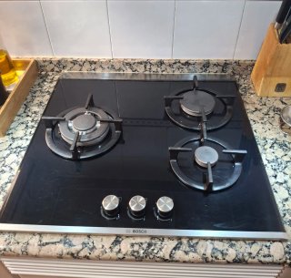 Placa de gas Bosch 60cm cristal negro