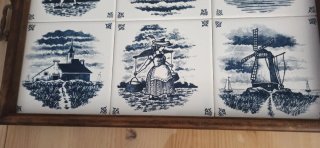 Vassoio vintage in ceramica decorato