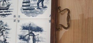Vassoio vintage in ceramica decorato